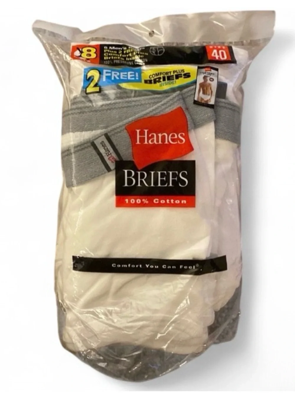 Hanes Men’s White Briefs 8 Pack Size 40 New Open Package Underwear